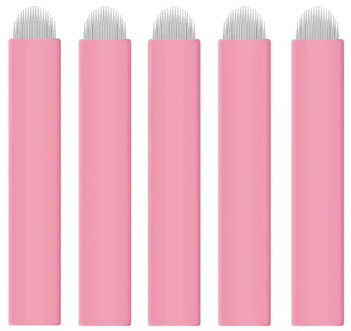 Vista 10 de XIAOYU 50 agujas desechables para microblading de cejas, cuchillas de maquillaje de microcuchillas de tatuaje para suministros de maquillaje