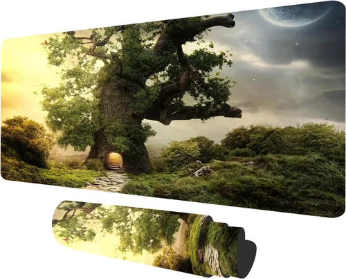 Vista 11 de Tapete de juego TCG, tapete de mouse MTG Forest Playmat compatible con juegos de mesa de cartas intercambiables, hermosas alfombrillas de juego