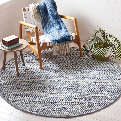 Vista 10 de SAFAVIEH Natura Collection - Alfombra de pasillo, 2 pies 3 pulgadas x 7 pies, azul y marfil, lana y algodón, ideal para dormitorio, vestíbulo