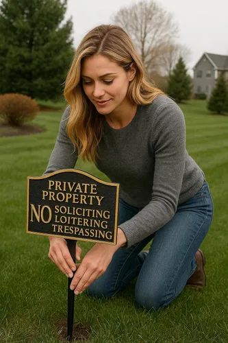 Vista 6 de Montague Metal Products - Placa de declaración de propiedad privada No Soliciting No Loitering - Placa de visualización de pared o césped - Señal