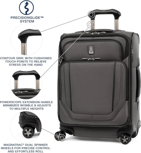 Vista 2 de Travelpro Crew Versapack - Maleta giratoria extensible Softside, Gris (Titanium Grey)), 407186305
