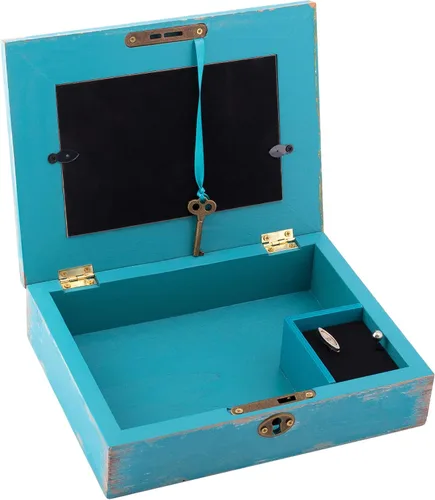 Vista 3 de Cottage Garden Daughter So Special Love Shines Teal Distressed Jewelry - Caja de música con texto en inglés "Plays You Light Up My Life