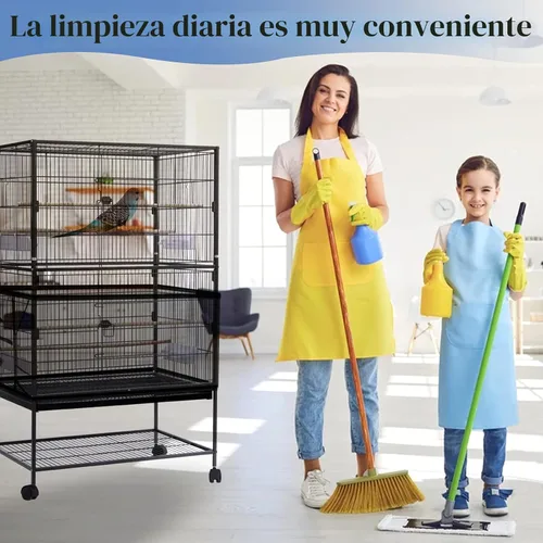 Vista 7 de Daoeny Cubierta grande para jaula de pájaros, protector de semillas para jaula de pájaros, red de malla de nailon suave y aireada ajustable