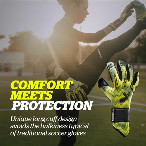 Vista 5 de Storelli - Guantes de portero Lightning, protección de mano de alto impacto con 5 espinas de dedo incorporadas, látex alemán New Basic