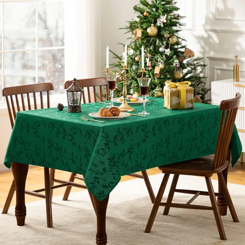 Vista 7 de joybest Mantel de Navidad rectangular de 60 x 84 pulgadas, mantel elegante de jacquard navideño de tela de poliéster para decoración de Navidad