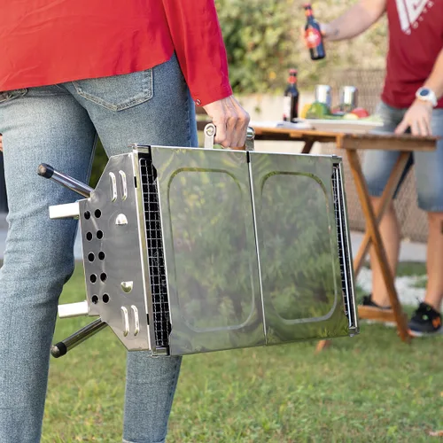 Vista 4 de Barbacoa Plegable de Acero Inoxidable para Carbón ExelQ InnovaGoods