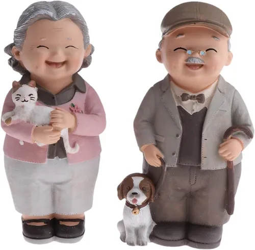 Vista 12 de SGerste - Figura de figura de pareja casada, estatuas para decoración del hogar, jardín, multicolor, beber té (beber té)