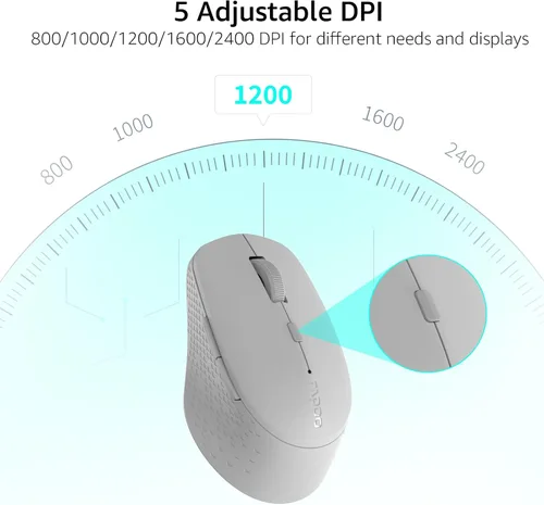Vista 4 de Rapoo M300G - Mouse inalámbrico silencioso, mouse Bluetooth para portátil, 2.4 GHz con receptor USB, seguimiento óptico de 2400 DPI ajustable