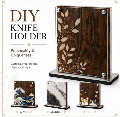 Vista 13 de KEEMAKE Magnetic Kitchen Knife Block Holder with Acrylic Shield