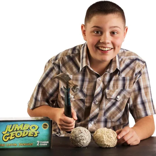 Vista 7 de Abre 2 geodas grandes – Abre tu propia geoda grande con cristales, kit de ciencias de la Tierra para niños para aprender geología, regalos