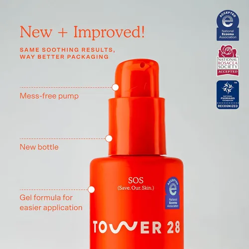 Vista 2 de Tower 28 SOS - Suero de rescate intensivo para pieles sensibles, cuidado de la piel con ácido hipocloroso, ayuda a reducir el enrojecimiento facial