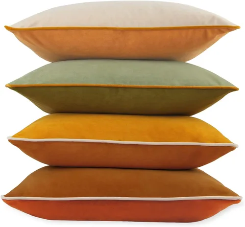 Vista 11 de Fundas de almohada de terciopelo de 18 x 18 pulgadas, juego de 4 fundas de almohada decorativas de terciopelo de colores modernos para sofá, frío