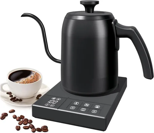 Vista 7 de Hervidor eléctrico de cuello de cisne con control de temperatura de precisión de ± 1 ℉ para café y té de goteo, hervido rápido, acero inoxidable