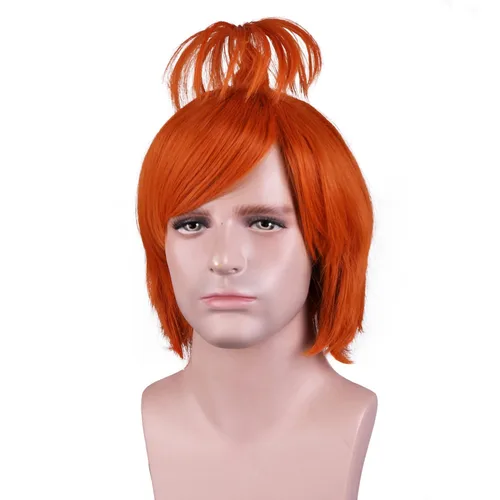 Vista 8 de RightOn Peluca marrón corta para disfraz, pelucas cortas marrones para hombre y mujer, fiesta de cosplay
