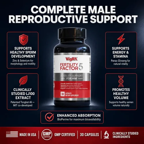 Vista 8 de VigRX Factor de fertilidad 5 para hombres - Suplemento de salud reproductiva masculina con Tongkat Ali LJ100, Panax Ginseng, Zinc y Selenio - Apoya