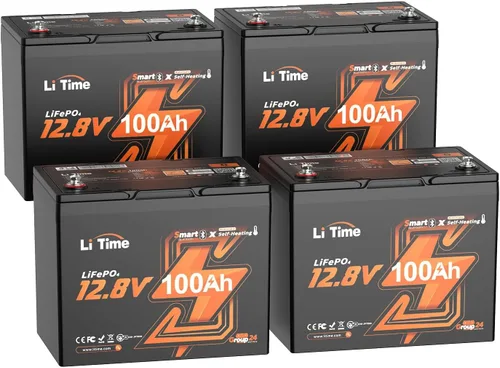 Vista 26 de Litime Batería de litio Xtra-Mini LiFePO4 de 12 V 100 Ah con Bluetooth y BMS de 100 A, mini batería de litio de 12 voltios, máximo 15000 ciclos