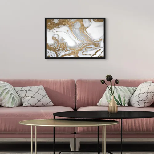 Vista 3 de The Oliver Gal Artist Co. Lienzo abstracto para pared, diseño de "Black Tie Nights" con cristales para decoración del hogar, 15 x 10 pulgadas, marco