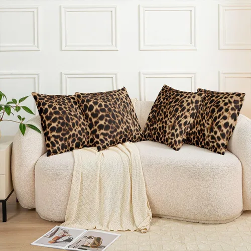 Vista 8 de Feelyou Juego de 2 fundas de almohada de leopardo de 16 x 16 pulgadas, fundas decorativas con estampado de guepardo, decoración del hogar, funda
