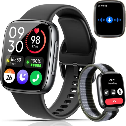 Vista 9 de Relojes inteligentes para mujeres y hombres, reloj inteligente AMOLED HD de 1.85 pulgadas para iPhone Android, resistente al agua 3ATM, llamadas