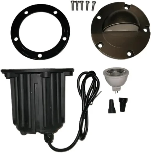 Vista 9 de Ironsmith Foundary Series™ Solid Brass Half Moon Cover In-Ground Well Light – Complete 12V Landscape Fixture w/ MR16 LED (3000K 38°), Waterproof