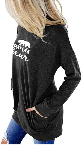 Vista 3 de onlypuff Sudaderas tipo túnica con estampado de bolsillo para mujer