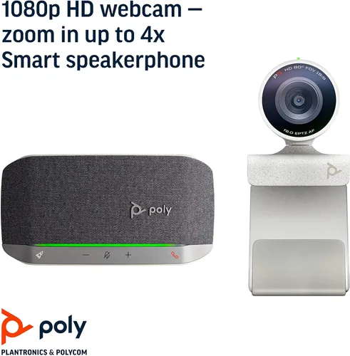 Vista 3 de POLY POLY - Cámara web Studio P5 con kit de altavoz Poly Sync 20+ Polycom - Cámara de videoconferencia profesional HD de 1080p y altavoz inteligente
