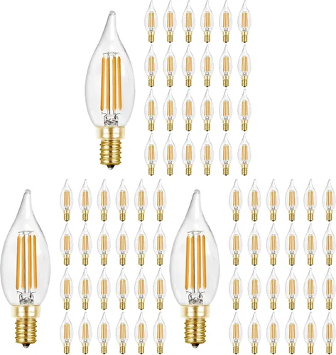 Vista 24 de Hizashi Bombilla de candelabro E12 de 40 W, bombillas LED de candelabro regulables CRI 90+, 4 W, 450 lm, 5000 K, luz blanca diurna, punta de llama