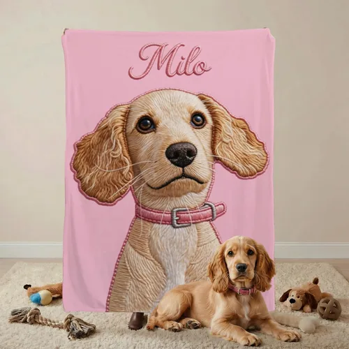 Vista 9 de callie Personalized Blanket with Oil Painting Photo - Customized Pet Lover Gifts - Dog Cat Memorial Gifts - Soft Cozy Warm Flannel/Sherpa Throw