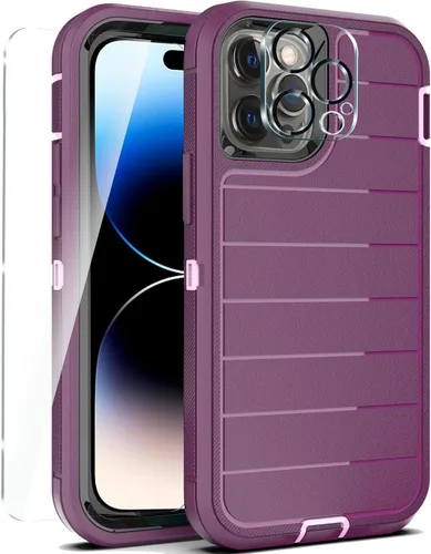 Vista 25 de YmhxcY Funda para iPhone 12/iPhone 12 Pro [2 Protectores de Pantalla de Vidrio Templado] Cubierta Duradera de 3 Capas A Prueba de Caídas/Funda