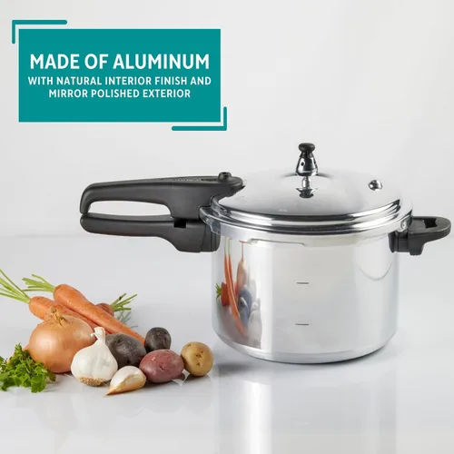 Vista 3 de Mirro 92160A Olla a presión de aluminio pulido 10-PSI Utensilios de cocina, 6 cuartos de galón, plata