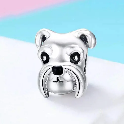 Vista 2 de Love - Abalorio de plata de ley para cachorros de bulldog francés para los amantes