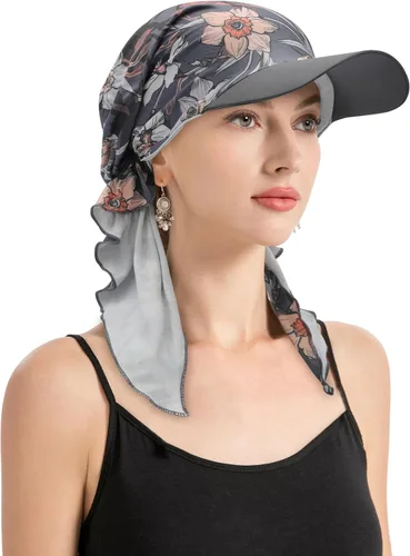 Vista 9 de ZLYC Gorro ligero con ala de quimioterapia para mujer, bufanda para la Tie Dyed Purple
