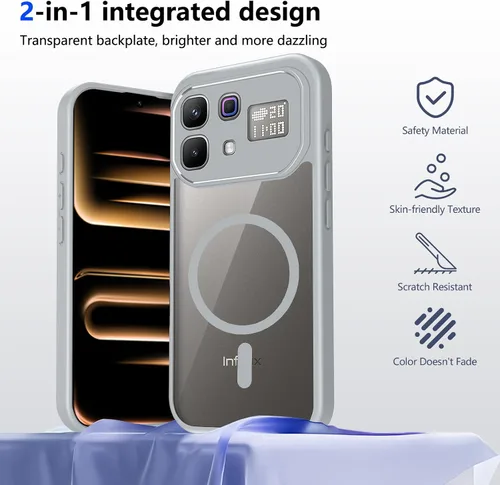 Vista 574 de Funda magnética transparente compatible con Xiaomi 17T, color negro 2 en 1 PC + TPU cubierta de teléfono a prueba de golpes, carcasa protectora