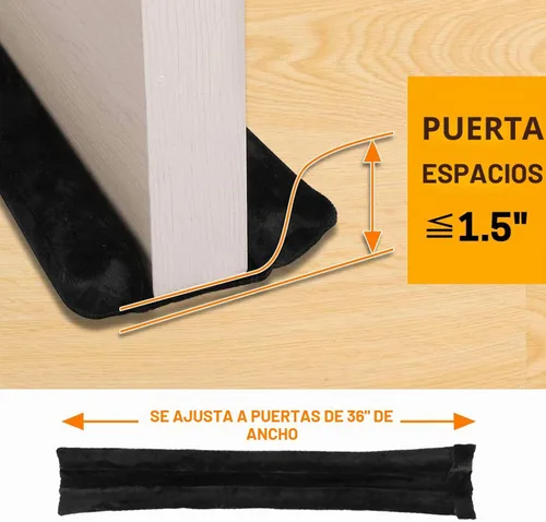 Vista 5 de VISEMAN Tope de Puerta de 36 Pulgadas Bajo la Puerta - Bloqueador de Ruido de Puerta, Tope de Puerta de Doble Cara, Lavable a Máquina Negro