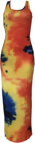 Vista 4 de LAJIOJIO Vestido largo sin mangas para mujer, sin mangas, liso, casual, fruncido, bodycon
