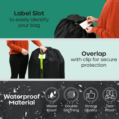 Vista 6 de reperkid Bolsa grande para cochecito para viajes en avión, negro y verde, 47 pulgadas de alto x 24 pulgadas de ancho x 15 pulgadas de profundidad