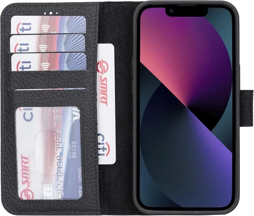 Vista 94 de HARDISTON Funda de piel auténtica hecha a mano compatible con iPhone 11 Pro de 5.8 pulgadas, funda magnética desmontable con tarjeteros - bordes
