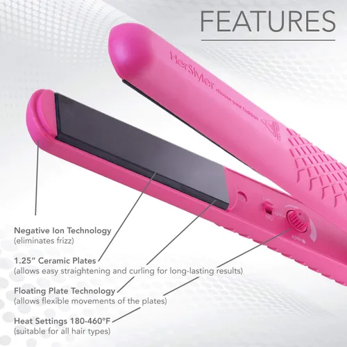 Vista 3 de HerStyler Colorful Seasons - Paquete de 2 planchas planas de cerámica (rosa) y aceite de marula para el cabello