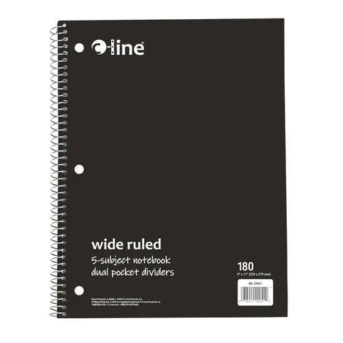 Vista 3 de C-Line Cuaderno de 5 materias, rayas anchas, 1 cuaderno, el color puede variar (22051)