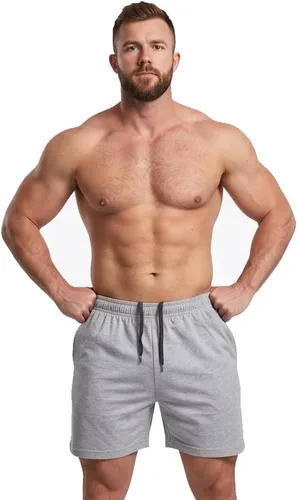 Vista 12 de Muscle Alive Pantalones cortos de correr para hombre con bolsillos, ropa atlética, algodón de rizo francés con 3 o 5 pulgadas