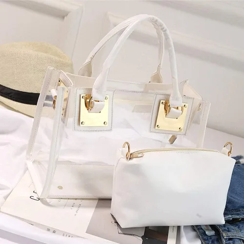 Vista 2 de Cooba Bolso transparente para mujer, 2 unidades, de jalea transparente