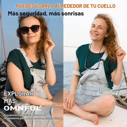 Vista 7 de Correa para gafas, correa ajustable sin cola para lentes de sol y gafas, correas de cable, soportes para gafas alrededor del cuello, cordón