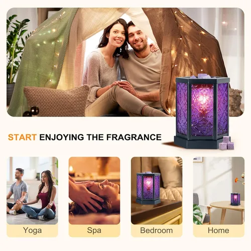 Vista 7 de CVHOMEDECO. Calentador eléctrico marroquí de cera derretida, calentador de velas decorativo para velas perfumadas, cera derretida y tartas