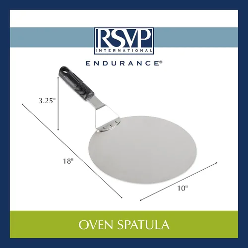 Vista 6 de RSVP International Endurance Pizza Tool Collection - Espátula para horno, acero inoxidable de 10 pulgadas de diámetro, mango en ángulo de silicona