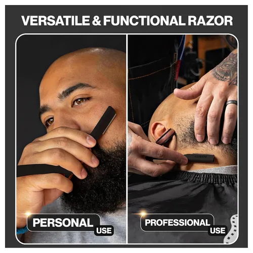 Vista 5 de Kit de afeitado manual GRAVITY RAZORS Profesional – Exposición Ultra, Incluye 10 Hojas Premium, 2mm Expuestas, Negro Mate