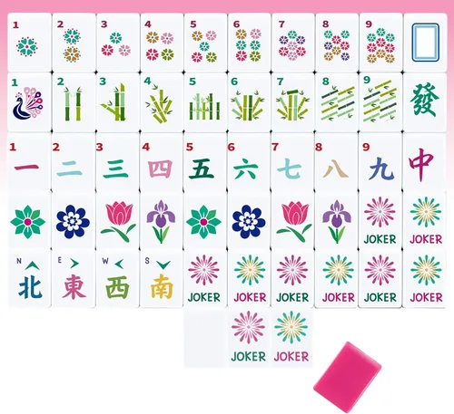 Vista 15 de Arrowbash 160 piezas American Mahjong Set 1.2 Inch Chinoiserie Azul