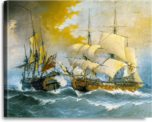 Vista 11 de A&T ARTWORK A Brisk Breeze por Willem van de velde Reproducciones de pintura de velero, impresiones en lienzo giclée para decoración del hogar, 20 x