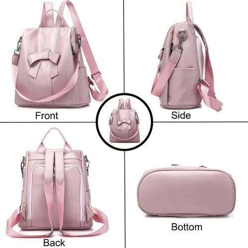 Vista 5 de XingChen Mochilas y monederos para mujer, de piel sintética, antirrobo, a la moda, casual, ligero, de viaje, bolso de hombro, Negro -, Viajar