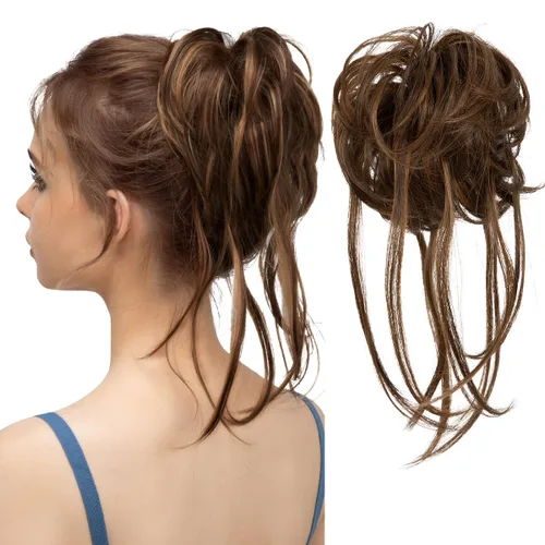 Vista 19 de Extensiones de cabello rizado con cola de caballo, cabello sintético con coleta recta, coleteros para mujer, rubio ceniza/rubio playa