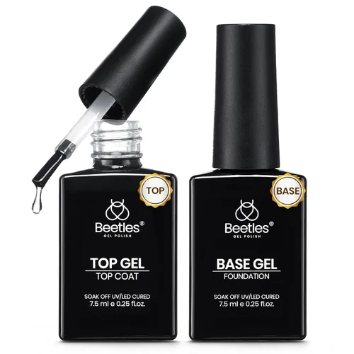 Vista 10 de Beetles - Esmalte de gel cromado y gel de sellado decorativo, 2 unidades, 0.3 fl oz Acabado de brillo en polvo cromado y de larga duración